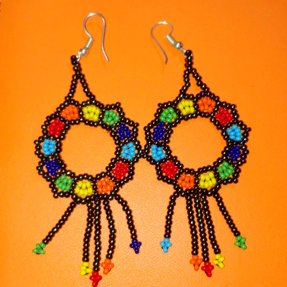Handmade beaded earrings from Mexico